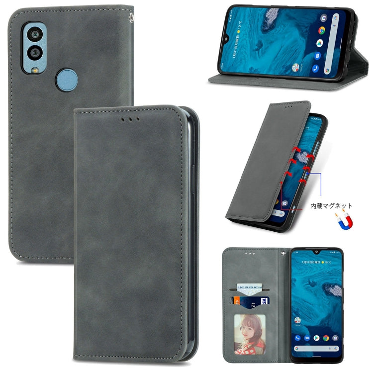 For Kyocera Android One S10 Retro Skin Feel Magnetic Leather Phone Case