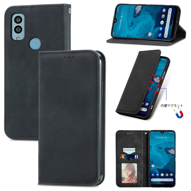 For Kyocera Android One S10 Retro Skin Feel Magnetic Leather Phone Case