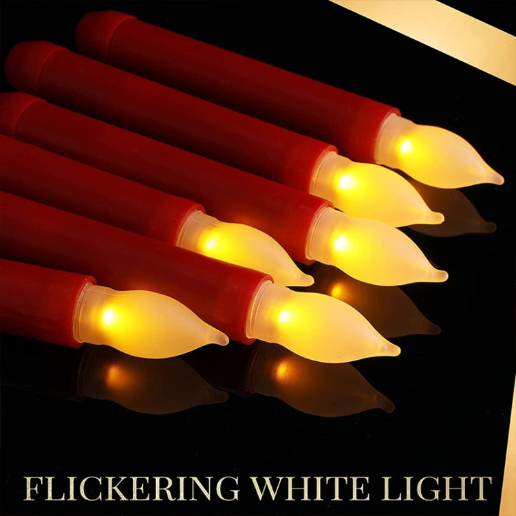 12pcs / Box LED Electronic Candle Lights Flameless Long Rod Christmas Candle, Spec:Flashing Yellow Light-Red