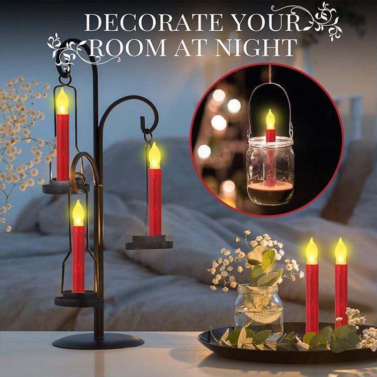 12pcs / Box LED Electronic Candle Lights Flameless Long Rod Christmas Candle, Spec:Flashing Yellow Light-Red