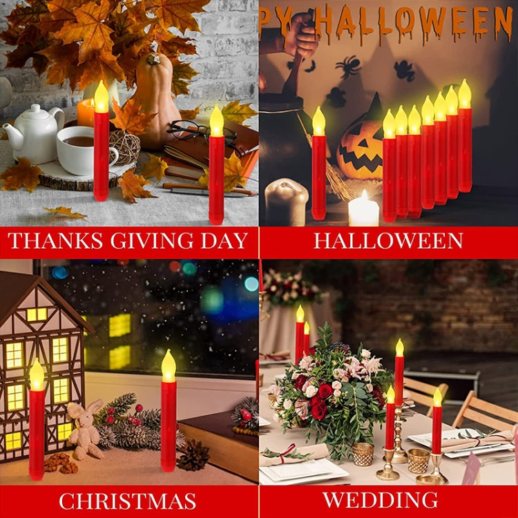 12pcs / Box LED Electronic Candle Lights Flameless Long Rod Christmas Candle, Spec:Flashing Yellow Light-Red