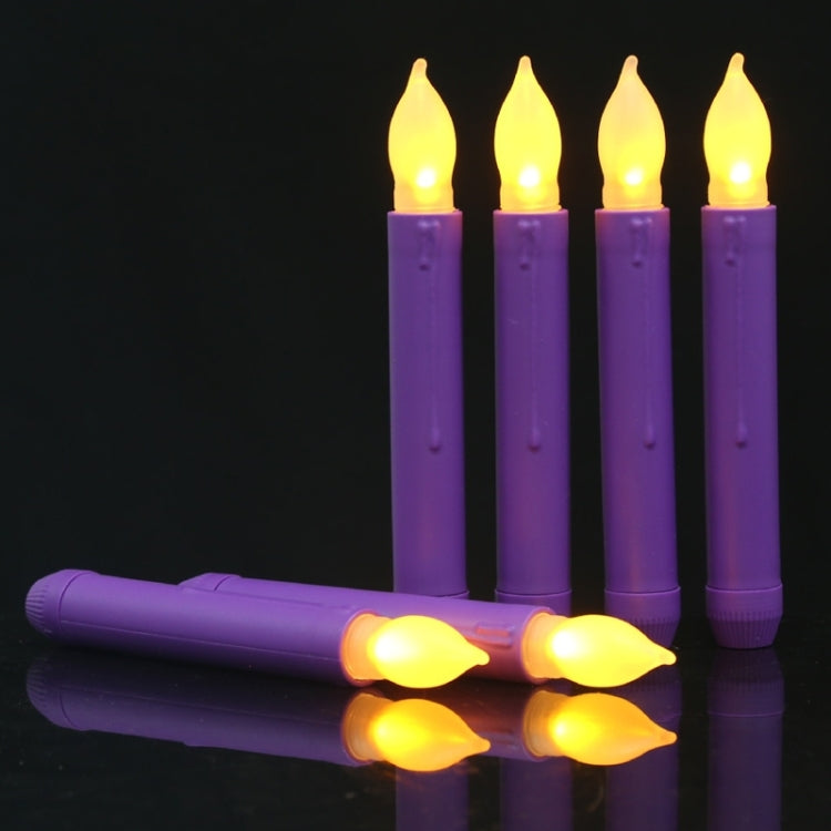 12pcs / Box LED Electronic Candle Lights Flameless Long Rod Christmas Candle, Spec:Flashing Yellow Light-Purple