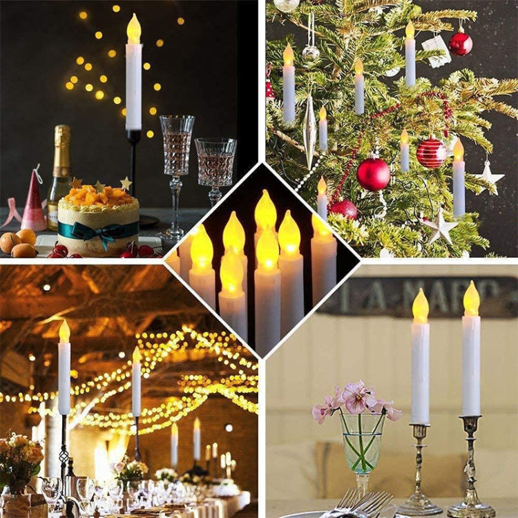 12pcs / Box LED Electronic Candle Lights Flameless Long Rod Christmas Candle, Spec:Flashing Yellow Light-Black
