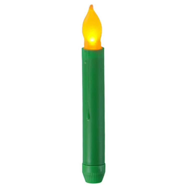 12pcs / Box LED Electronic Candle Lights Flameless Long Rod Christmas Candle, Spec:Flashing Yellow Light-Green