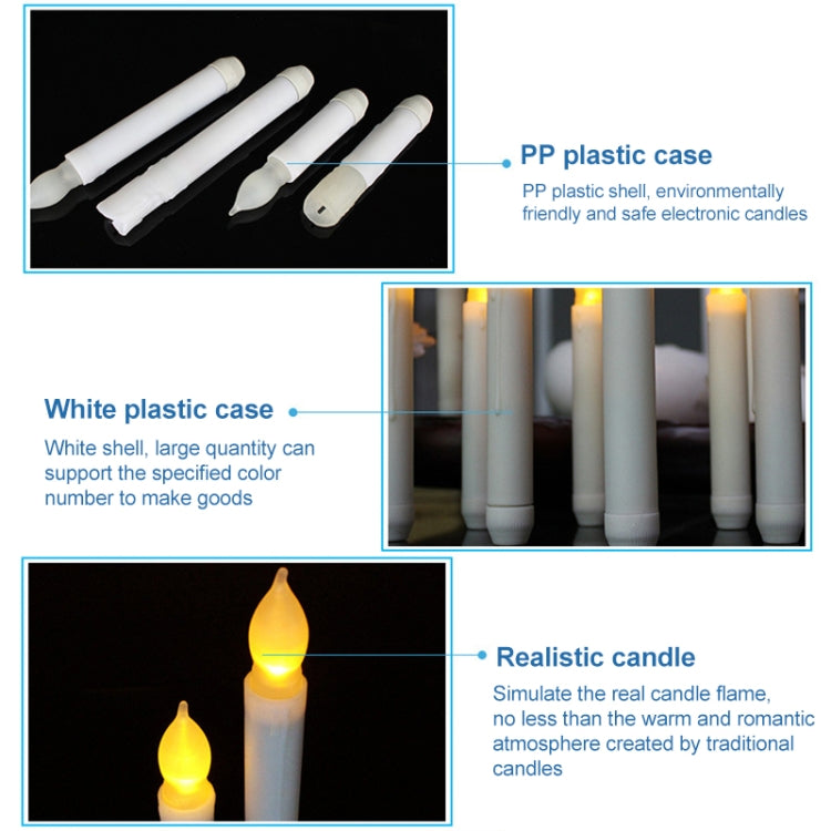 12pcs / Box LED Electronic Candle Lights Flameless Long Rod Christmas Candle, Spec:Flashing Yellow Light-Green