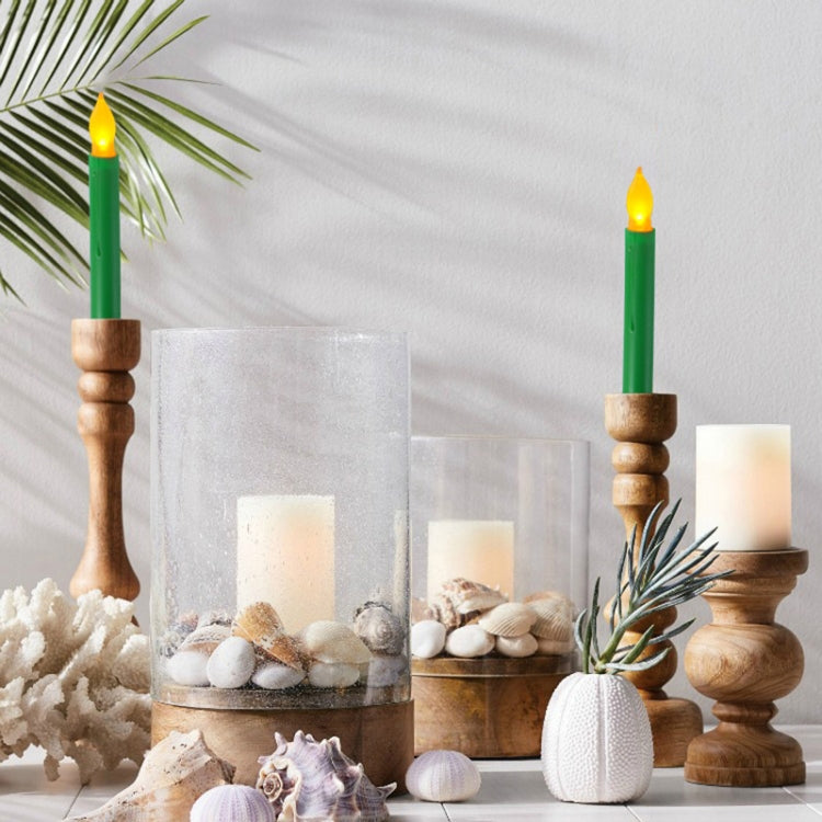12pcs / Box LED Electronic Candle Lights Flameless Long Rod Christmas Candle, Spec:Flashing Yellow Light-Green