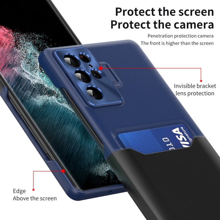 For Samsung Galaxy S22 Ultra 5G Two-Color Invisible Lens Holder Phone Case