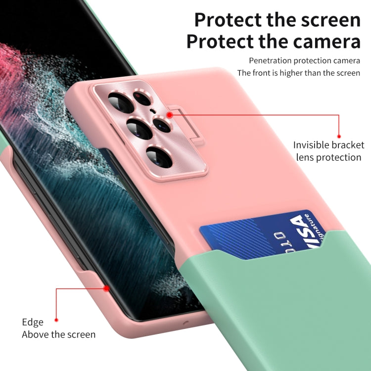 For Samsung Galaxy S22 Ultra 5G Two-Color Invisible Lens Holder Phone Case