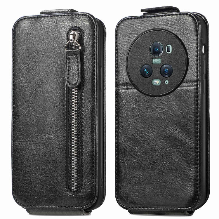 For Honor Magic5 Pro Zipper Wallet Vertical Flip Leather Phone Case