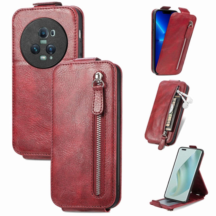 For Honor Magic5 Pro Zipper Wallet Vertical Flip Leather Phone Case