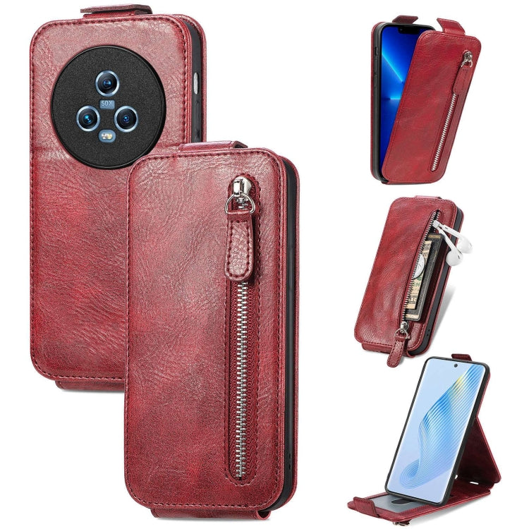 For Honor Magic5 Zipper Wallet Vertical Flip Leather Phone Case