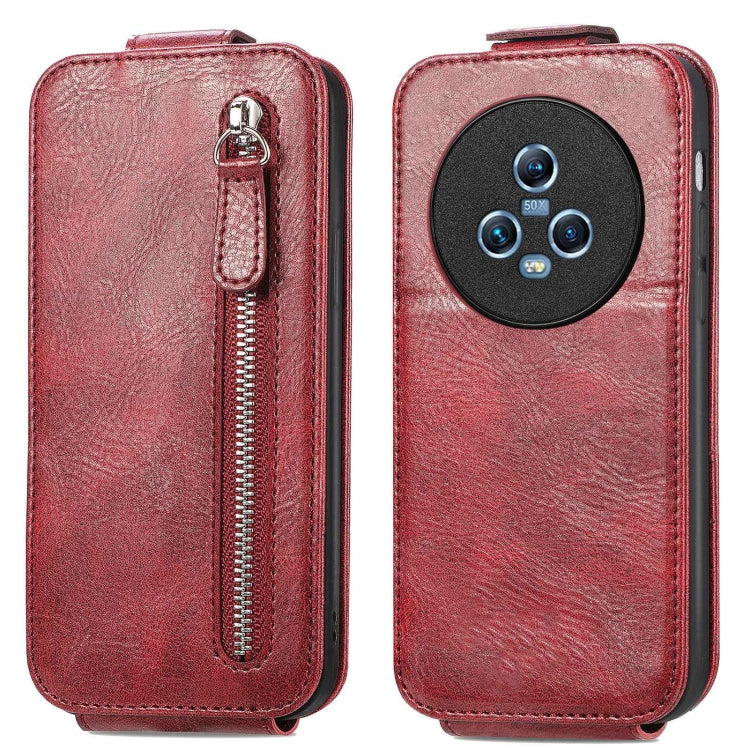 For Honor Magic5 Zipper Wallet Vertical Flip Leather Phone Case