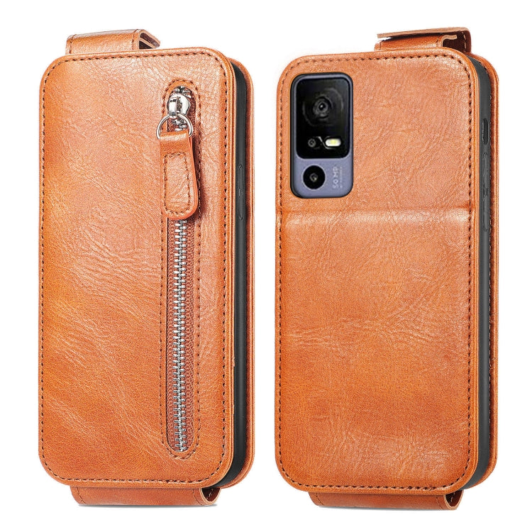 For TCL 40R Zipper Wallet Vertical Flip Leather Phone Case