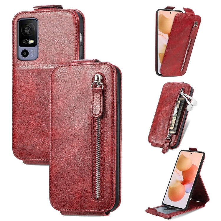 For TCL 40R Zipper Wallet Vertical Flip Leather Phone Case