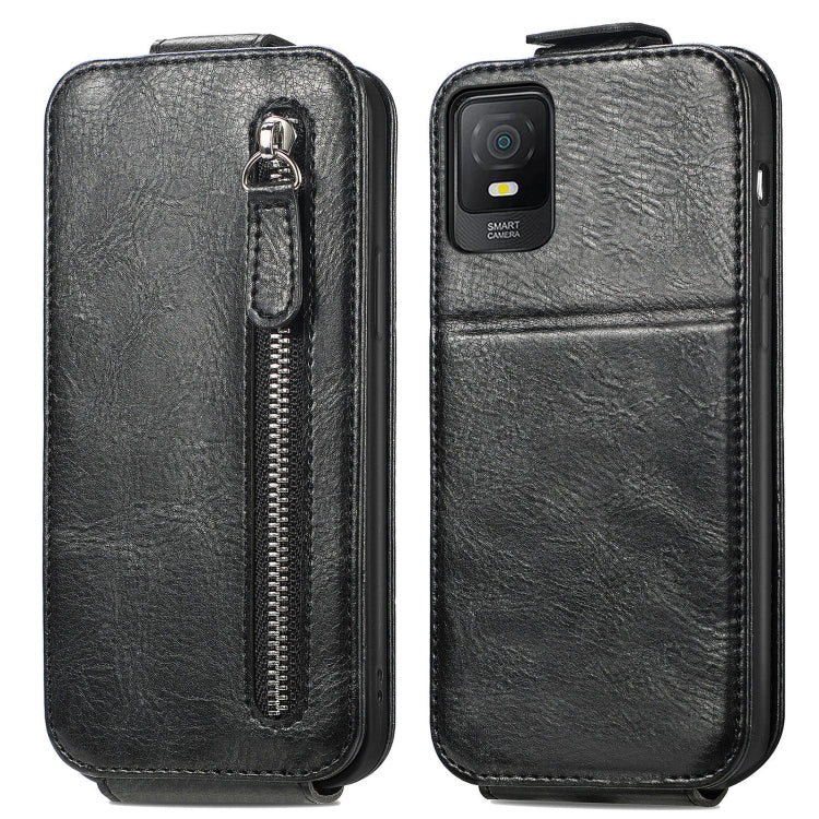 For TCL 403 Zipper Wallet Vertical Flip Leather Phone Case
