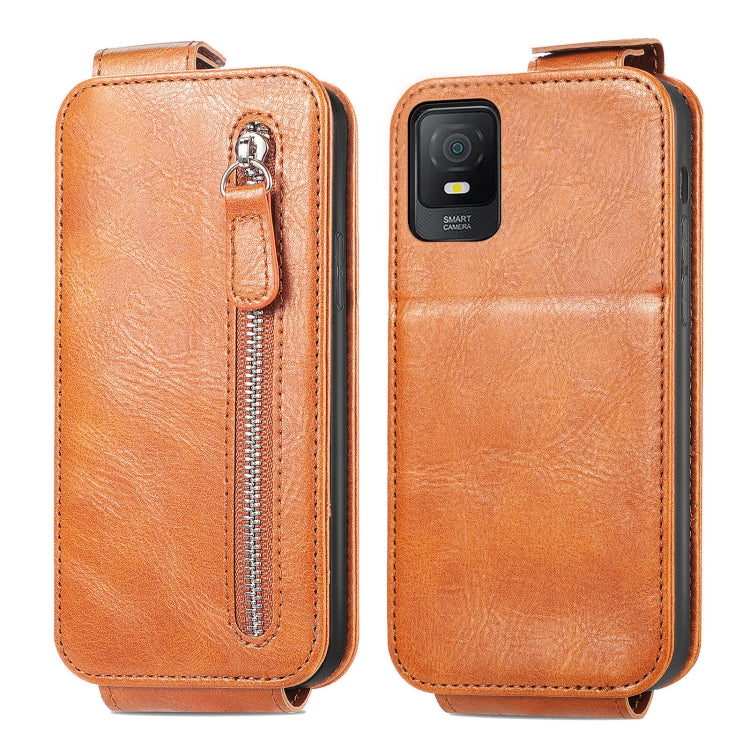 For TCL 403 Zipper Wallet Vertical Flip Leather Phone Case