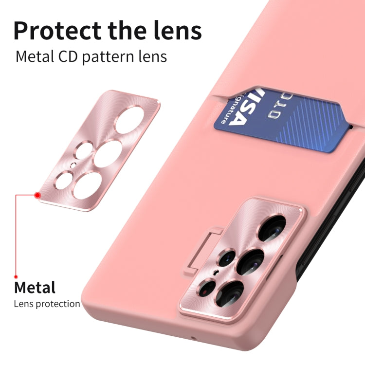For Samsung Galaxy S22 Ultra 5G Pure Color Invisible Lens Holder Phone Case