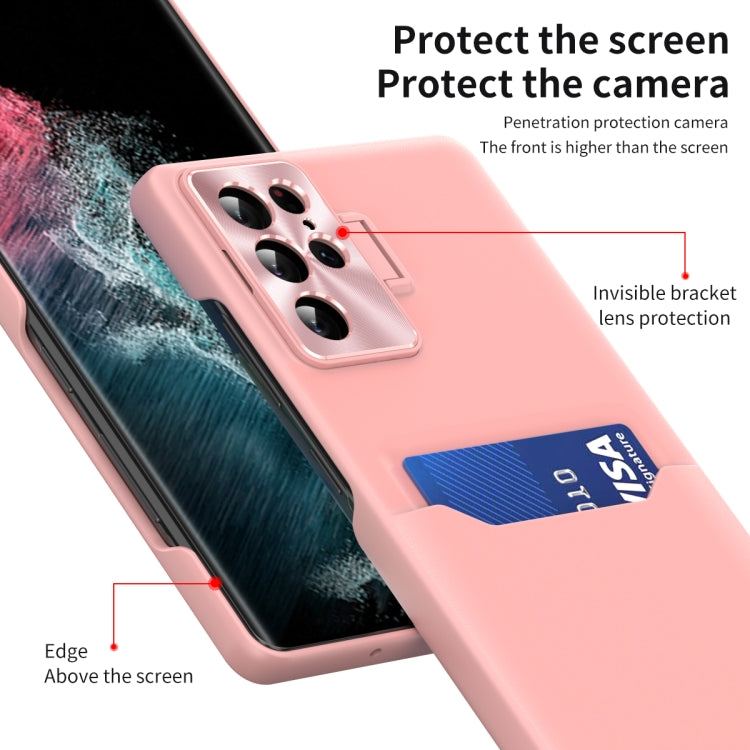 For Samsung Galaxy S22 Ultra 5G Pure Color Invisible Lens Holder Phone Case