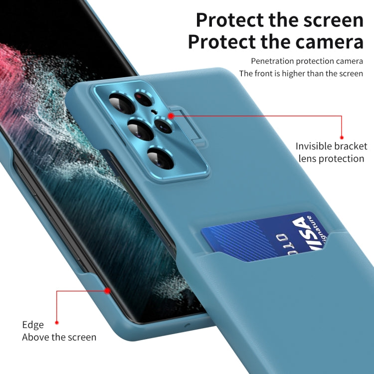 For Samsung Galaxy S22 Ultra 5G Pure Color Invisible Lens Holder Phone Case