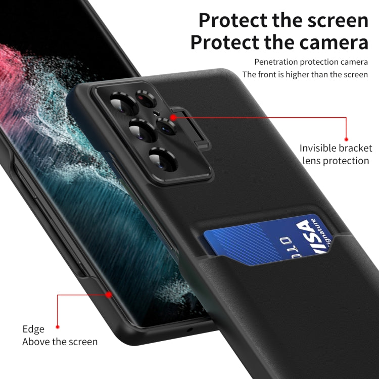 For Samsung Galaxy S22 Ultra 5G Pure Color Invisible Lens Holder Phone Case