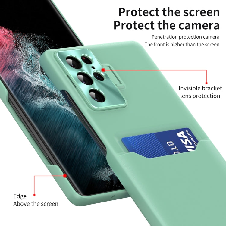 For Samsung Galaxy S22 Ultra 5G Pure Color Invisible Lens Holder Phone Case