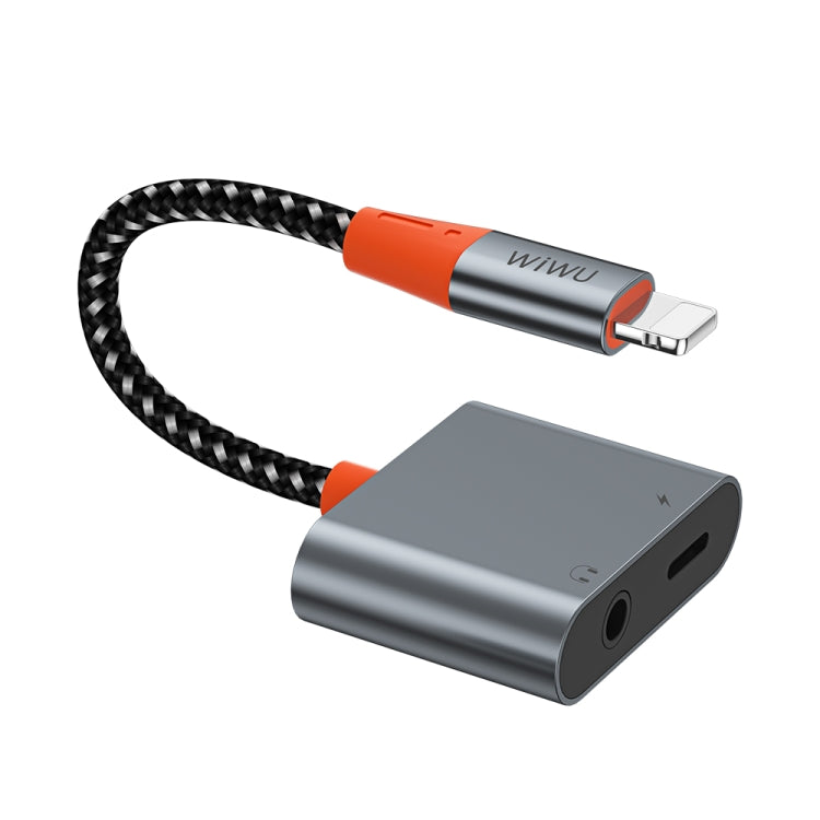 WIWU LT07 8 Pin Male to 8 Pin Charging + 3.5mm Audio Female Earphone Adapter