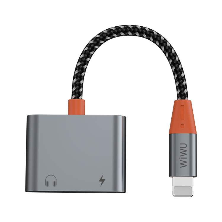 WIWU LT07 8 Pin Male to 8 Pin Charging + 3.5mm Audio Female Earphone Adapter