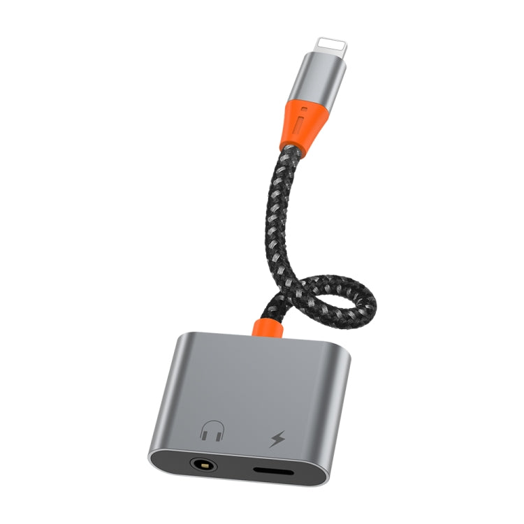 WIWU LT07 8 Pin Male to 8 Pin Charging + 3.5mm Audio Female Earphone Adapter