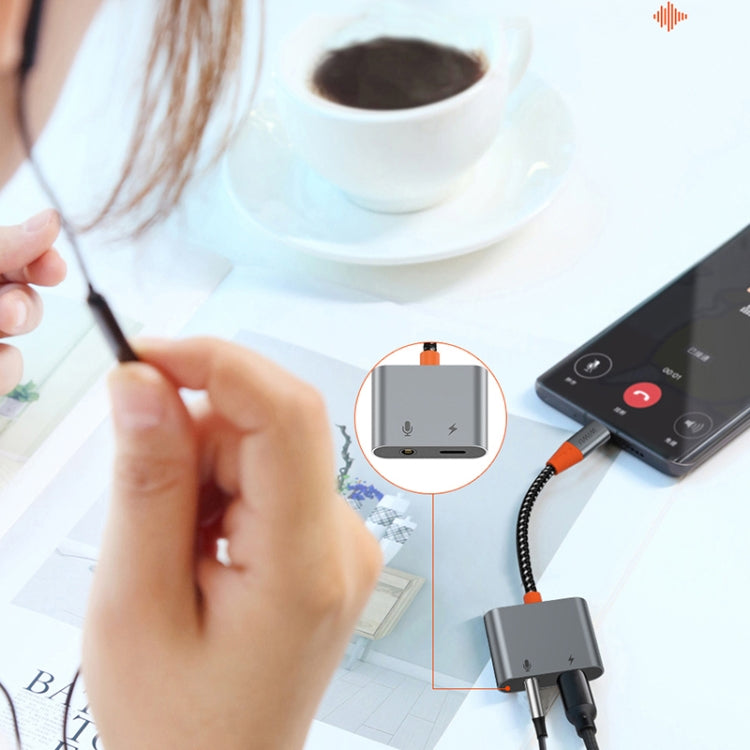 WIWU LT08 8 Pin Male to 8 Pin Charging+3.5mm Audio Female Headphone Adapter Supports Calls