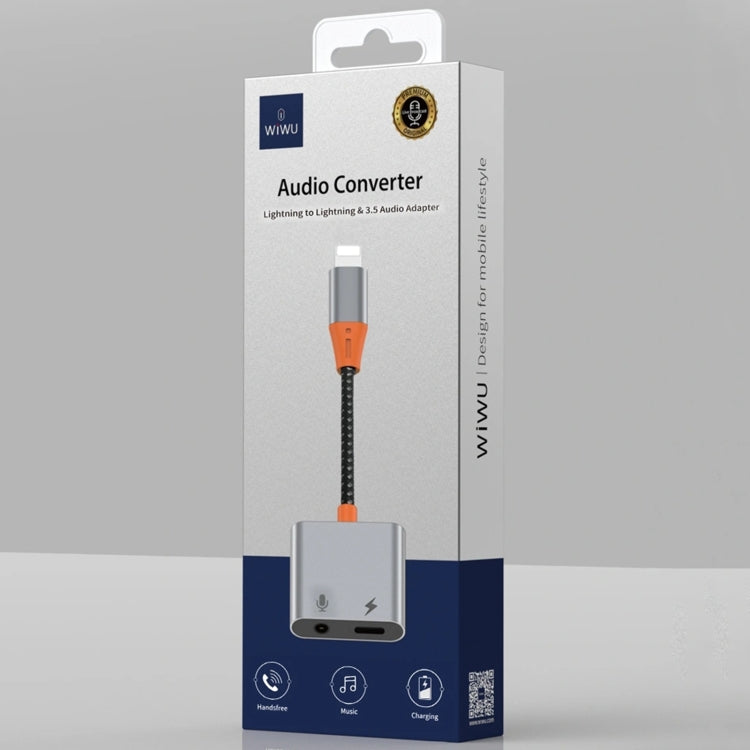 WIWU LT08 8 Pin Male to 8 Pin Charging+3.5mm Audio Female Headphone Adapter Supports Calls