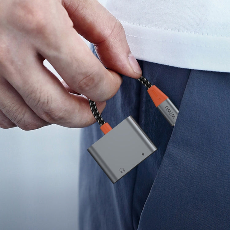 WIWU LT11 USB-C / Type-C Male to Dual USB-C / Type-C Female Audio Adapter