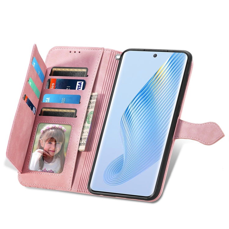 For Honor Magic5 Embossed Flower Zipper Leather Phone Case