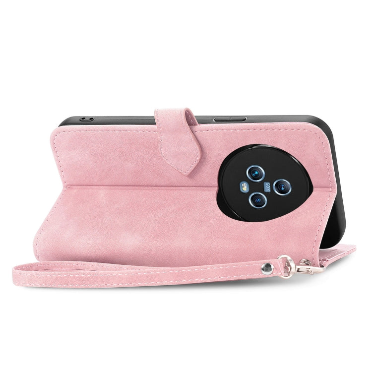 For Honor Magic5 Embossed Flower Zipper Leather Phone Case