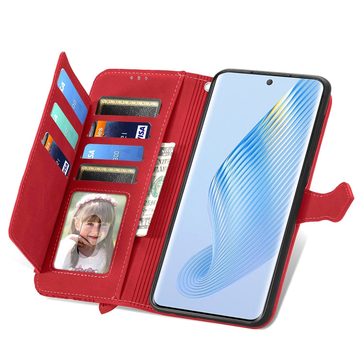 For Honor Magic5 Embossed Flower Zipper Leather Phone Case