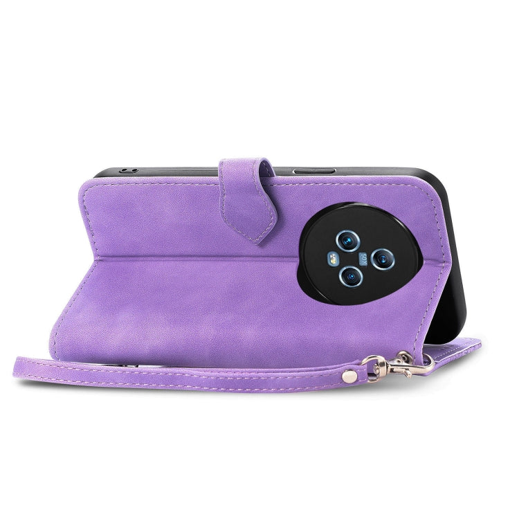 For Honor Magic5 Embossed Flower Zipper Leather Phone Case