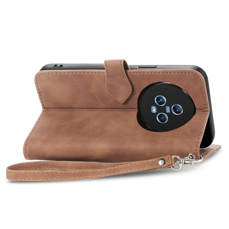 For Honor Magic5 Embossed Flower Zipper Leather Phone Case