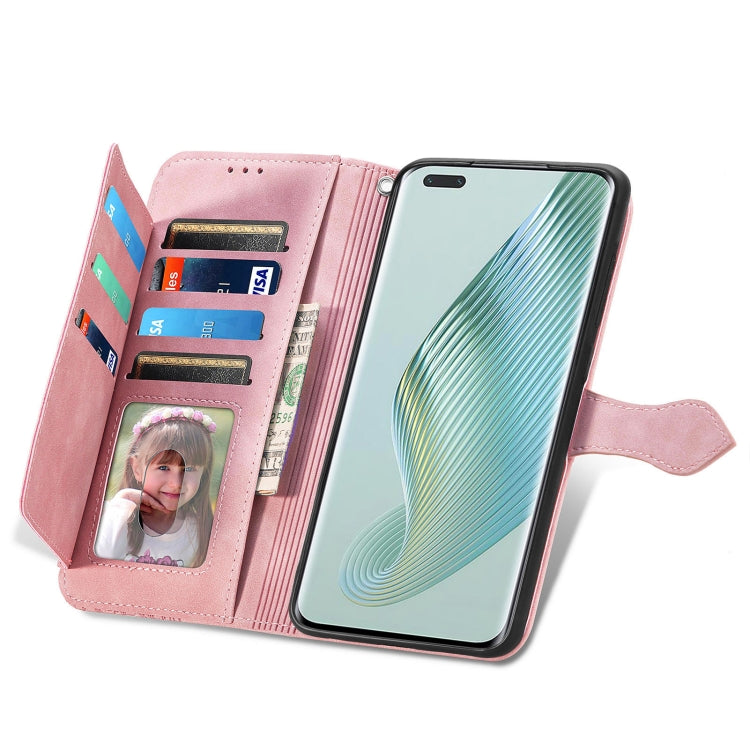 For Honor Magic5 Pro Embossed Flower Zipper Leather Phone Case