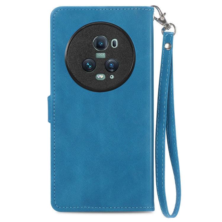 For Honor Magic5 Pro Embossed Flower Zipper Leather Phone Case