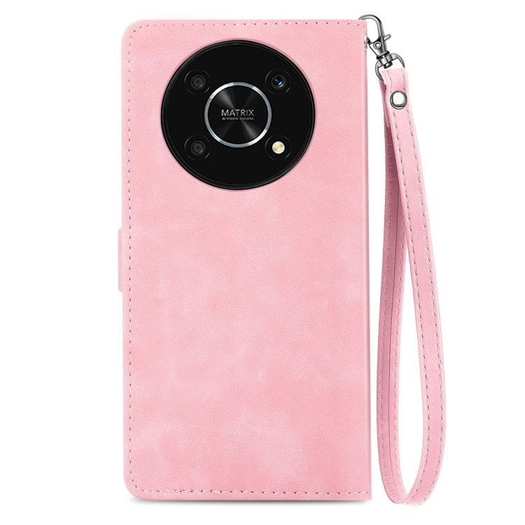 For Honor X30 5G Embossed Flower Zipper Leather Phone Case