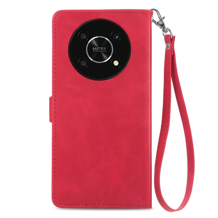 For Honor X30 5G Embossed Flower Zipper Leather Phone Case