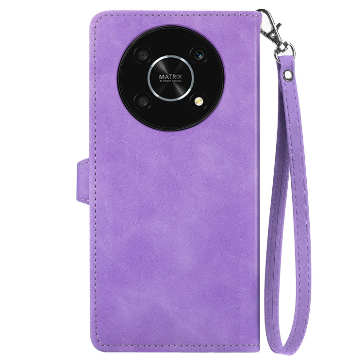 For Honor X30 5G Embossed Flower Zipper Leather Phone Case