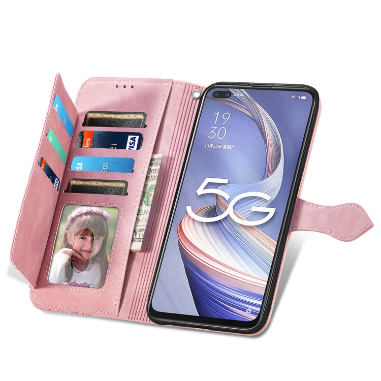 For OPPO Reno4 Z 5G Embossed Flower Zipper Leather Phone Case