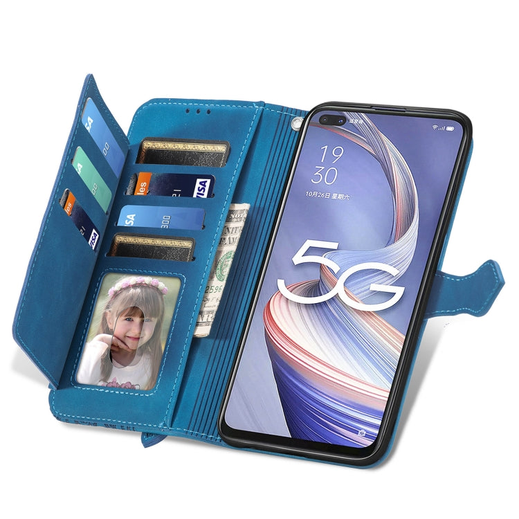 For OPPO Reno4 Z 5G Embossed Flower Zipper Leather Phone Case