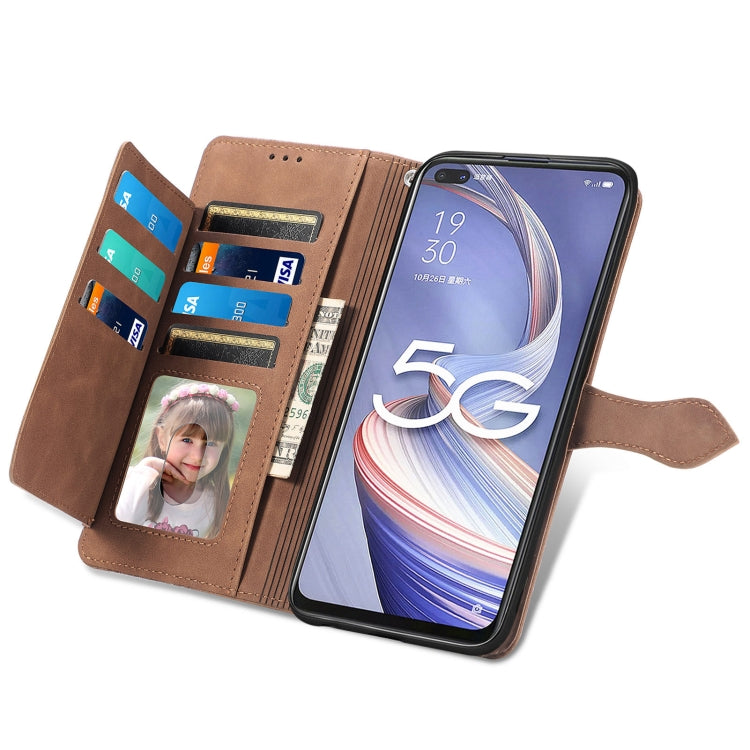 For OPPO Reno4 Z 5G Embossed Flower Zipper Leather Phone Case