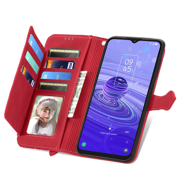 For TCL 40R Embossed Flower Zipper Leather Phone Case