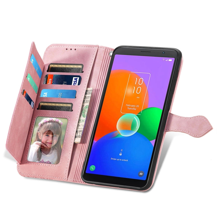 For TCL 403 Embossed Flower Zipper Leather Phone Case