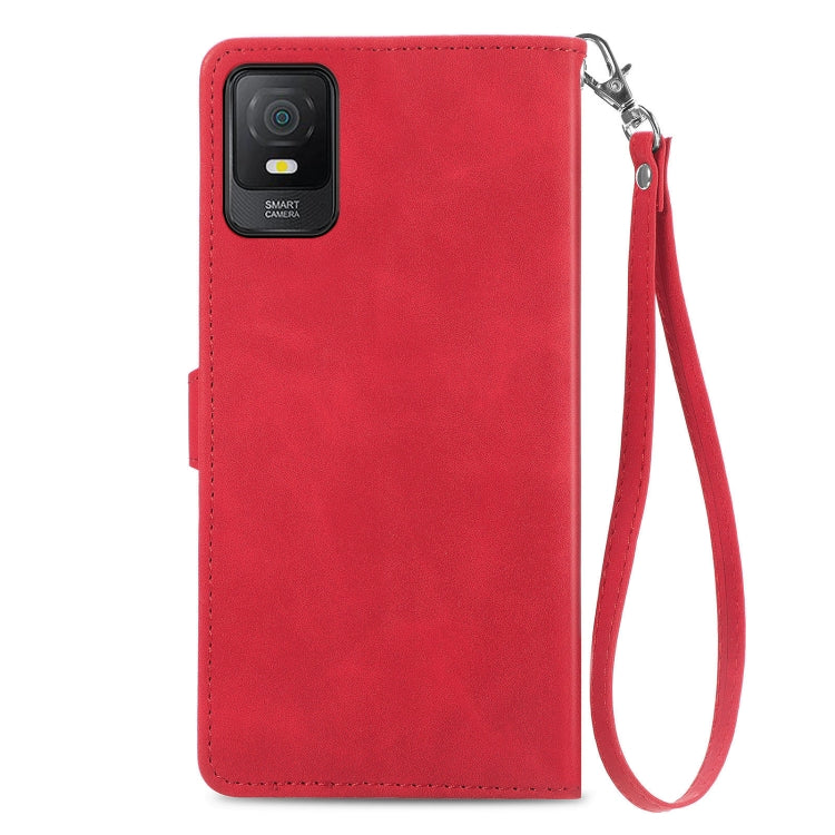 For TCL 403 Embossed Flower Zipper Leather Phone Case