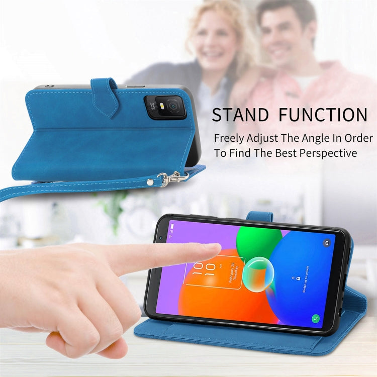 For TCL 403 Embossed Flower Zipper Leather Phone Case