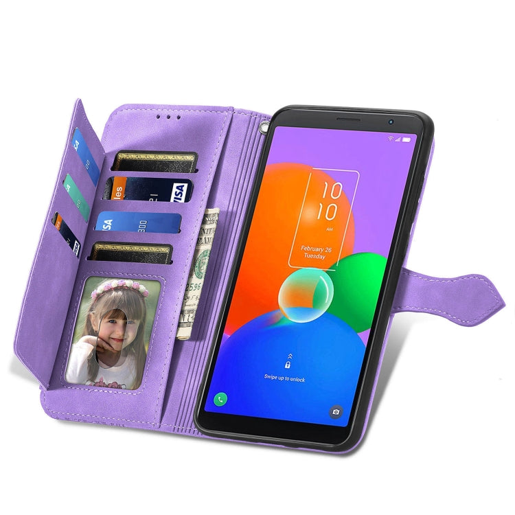 For TCL 403 Embossed Flower Zipper Leather Phone Case