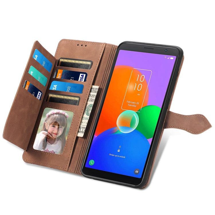 For TCL 403 Embossed Flower Zipper Leather Phone Case